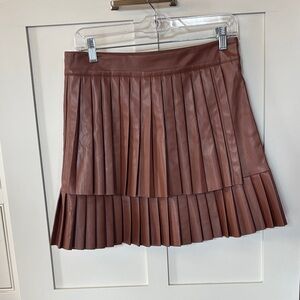 THML Caramel Colored Faux Leather Mini Skirt